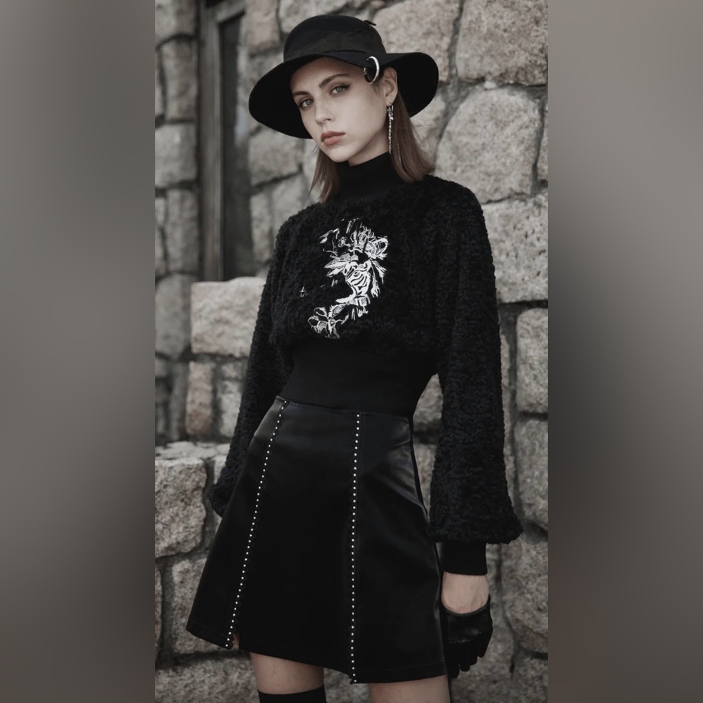 NWT Punk Rave Womens Slit Pu Leather Mini Skirt Goth Grunge Steampunk Small
